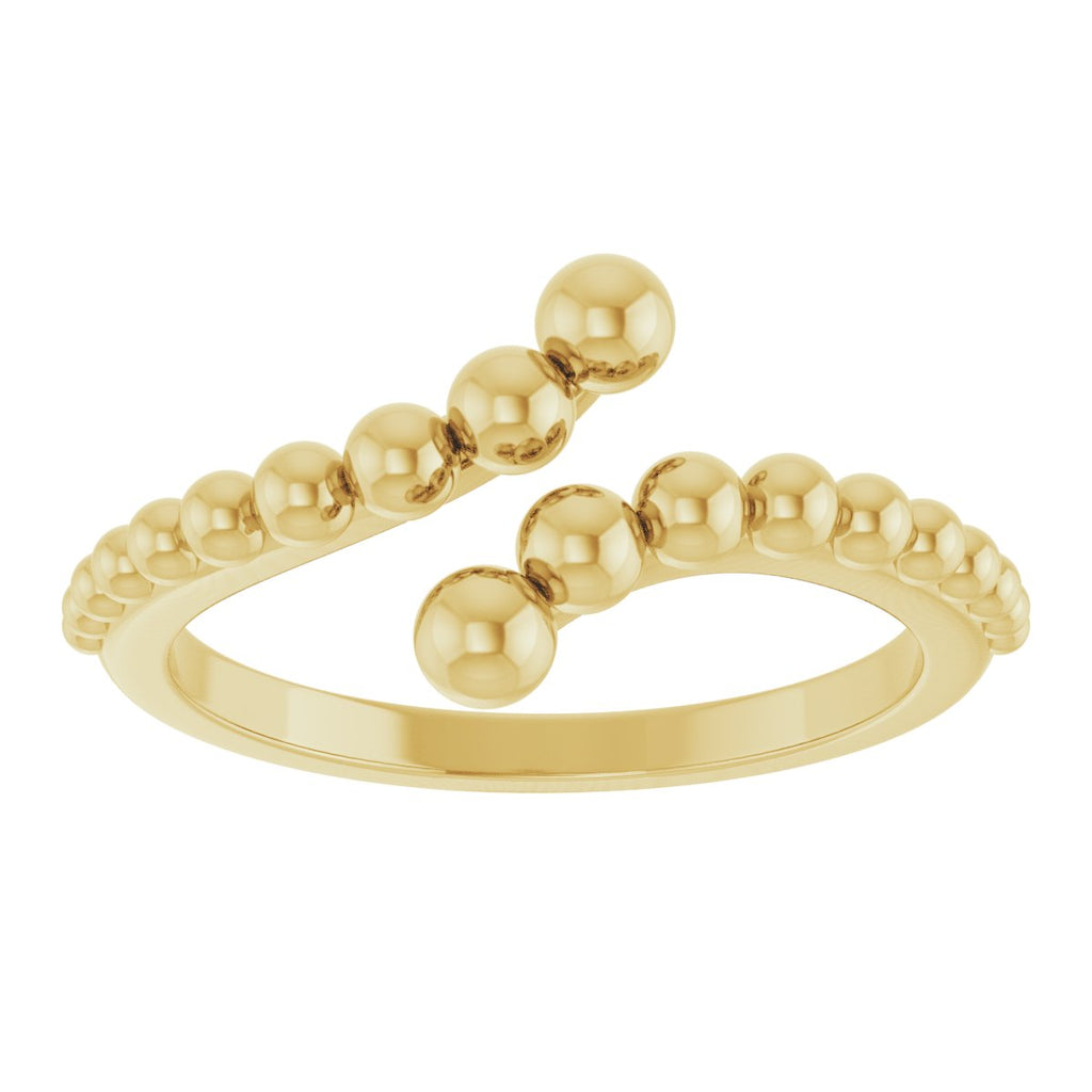 Open Beaded Bypass Ring in 14k yellow gold