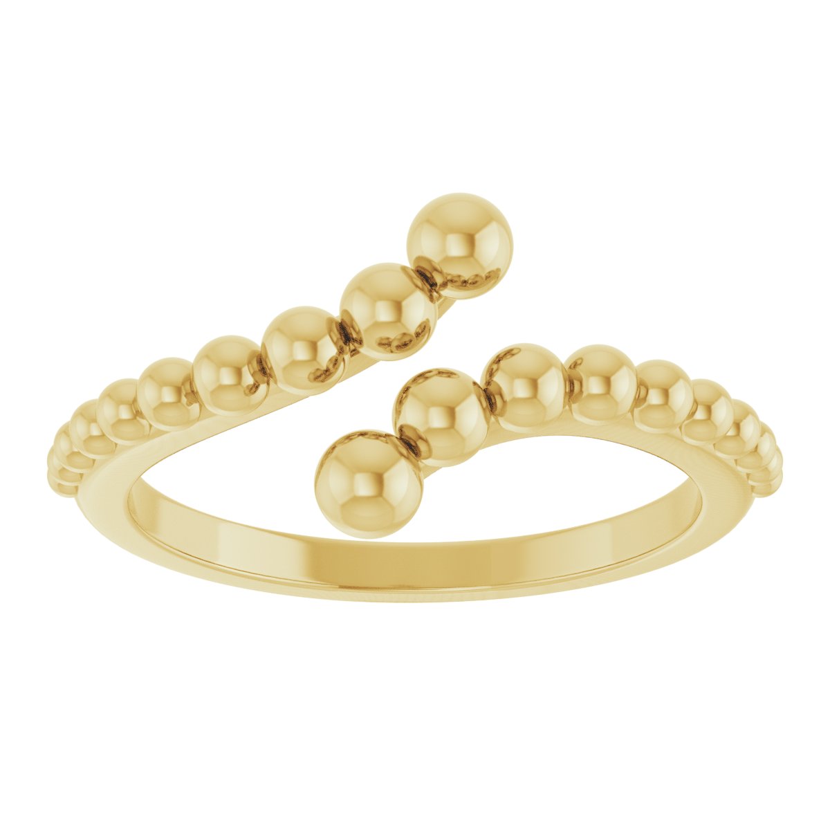 Open Beaded Bypass Ring in 14k yellow gold