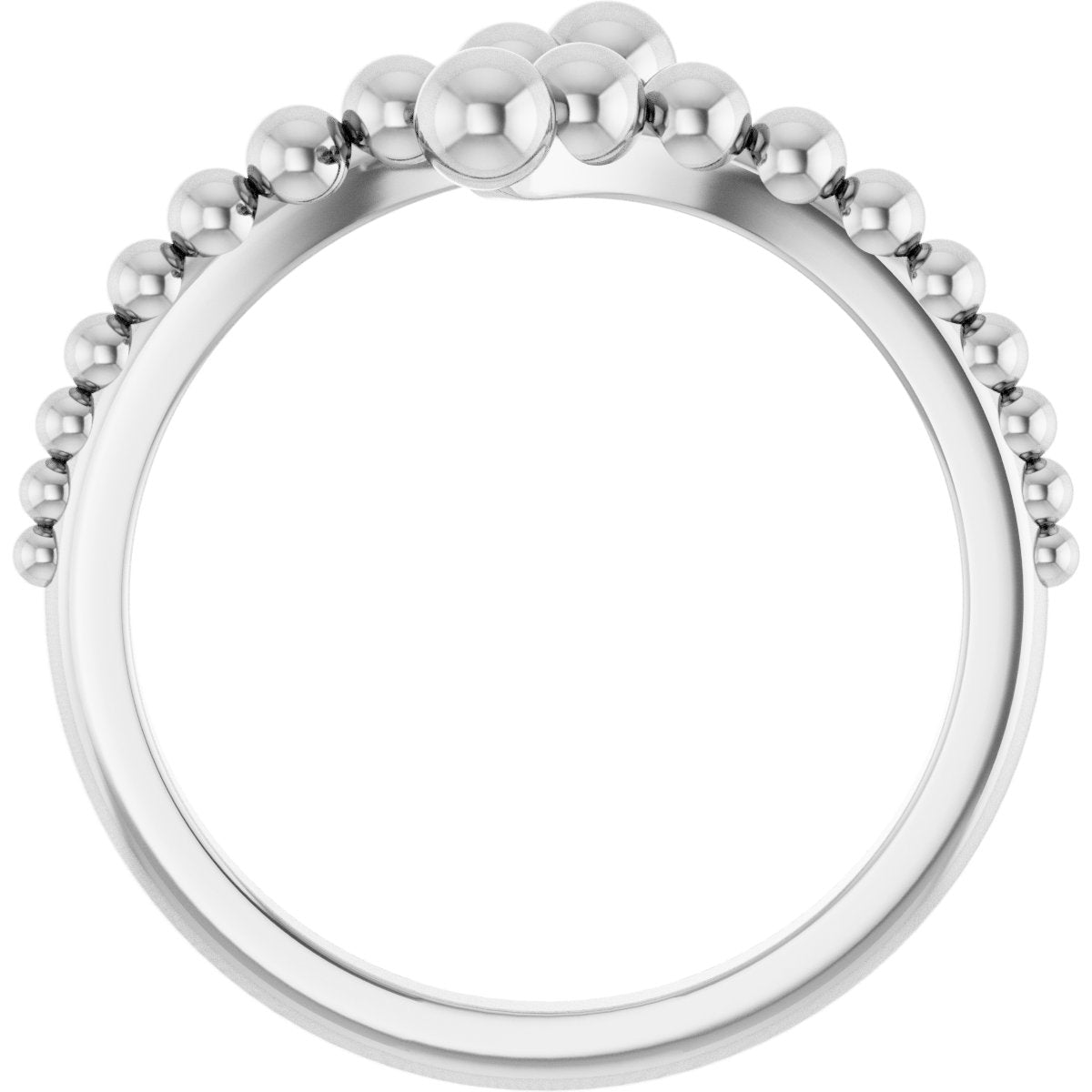 Open Beaded Bypass Ring in 14k white gold