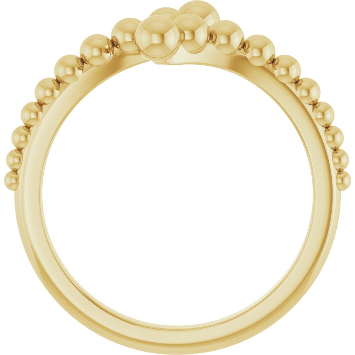 Open Beaded Bypass Ring in 14k yellow gold