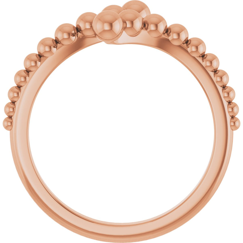 Open Beaded Bypass Ring in 14k rose gold