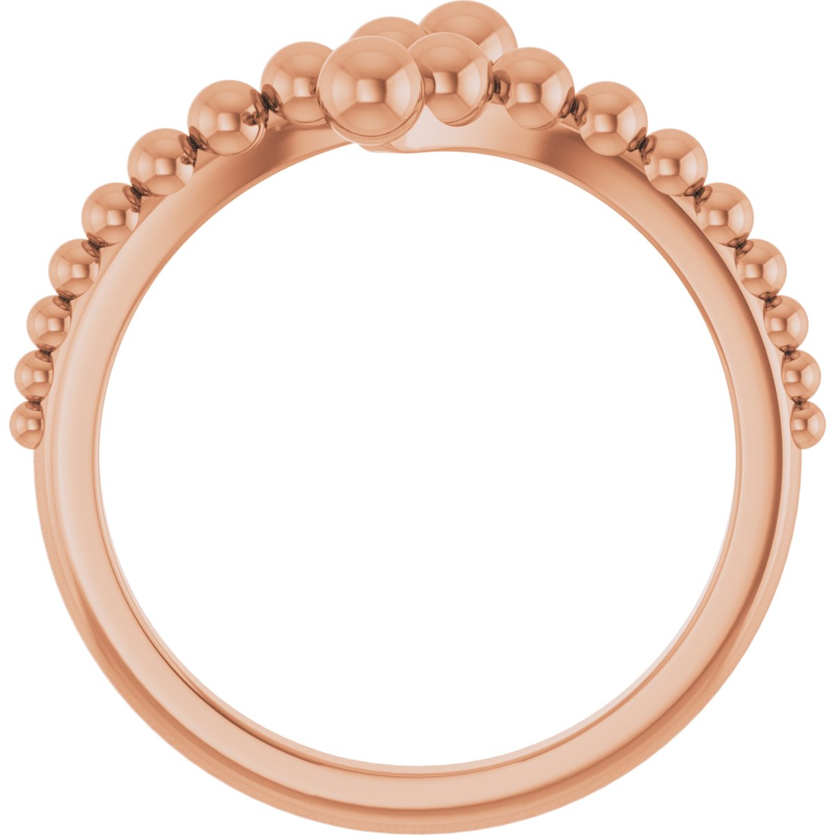 Open Beaded Bypass Ring in 14k rose gold