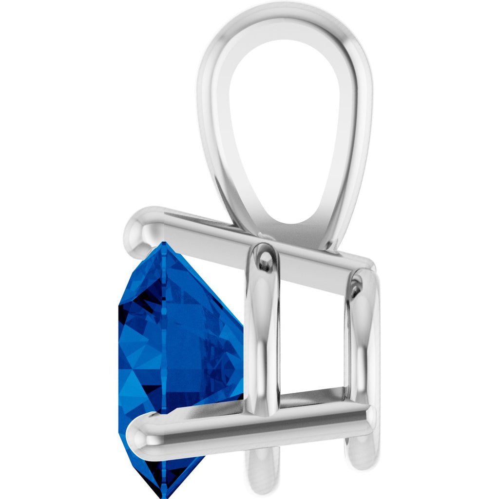 Lab-Grown Blue Sapphire Pendant in 14k white gold