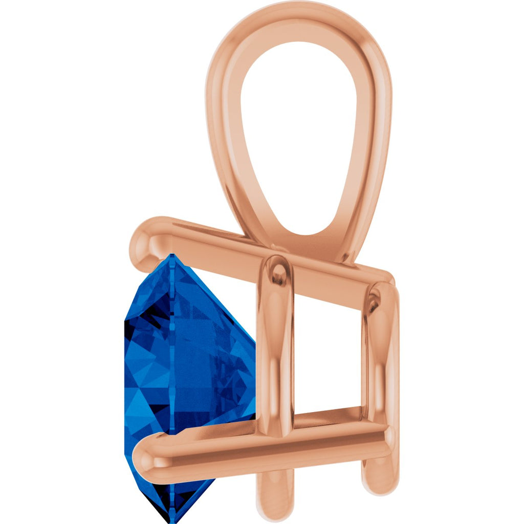 Lab-Grown Blue Sapphire Pendant in 14k rose gold