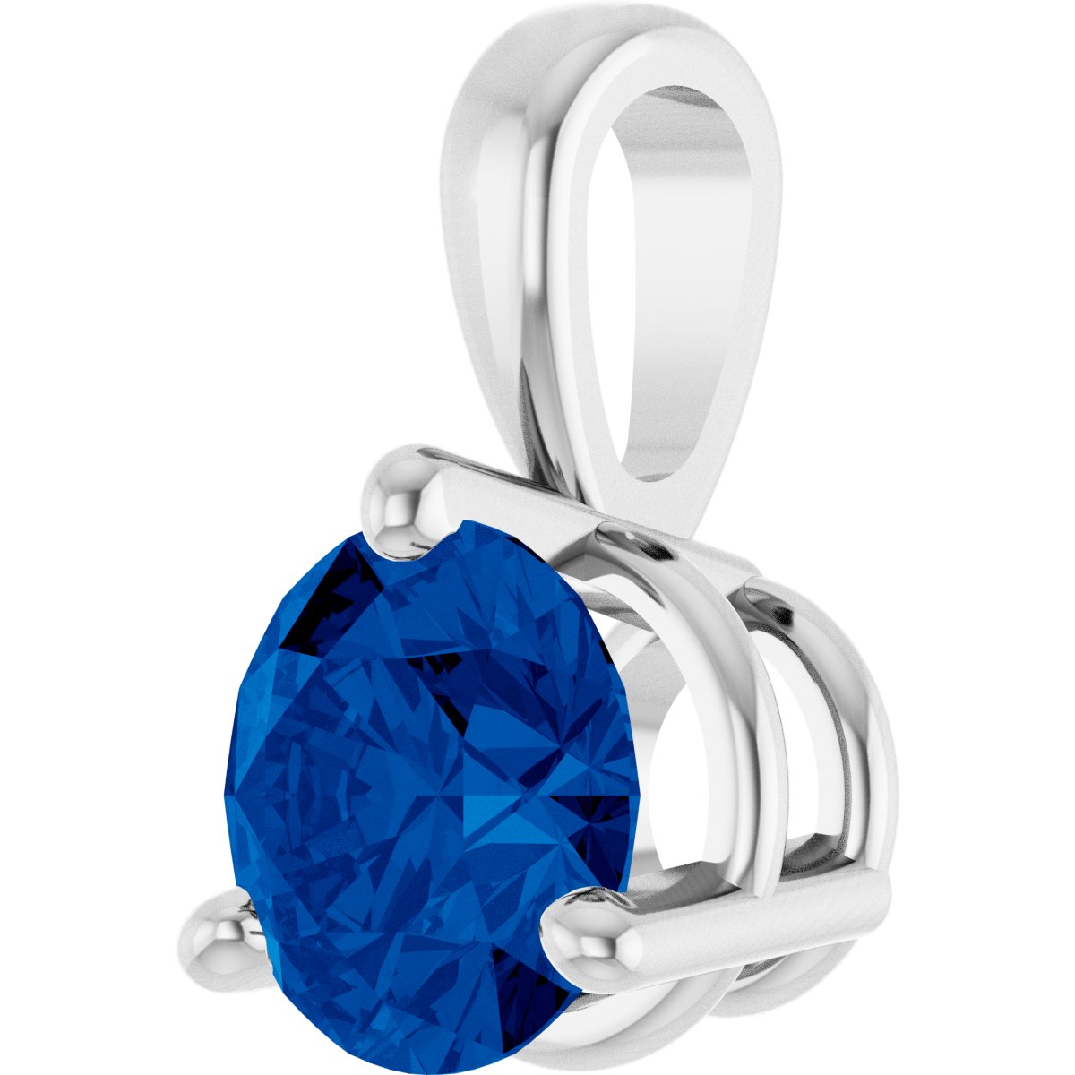 Lab-Grown Blue Sapphire Pendant in 14k white gold