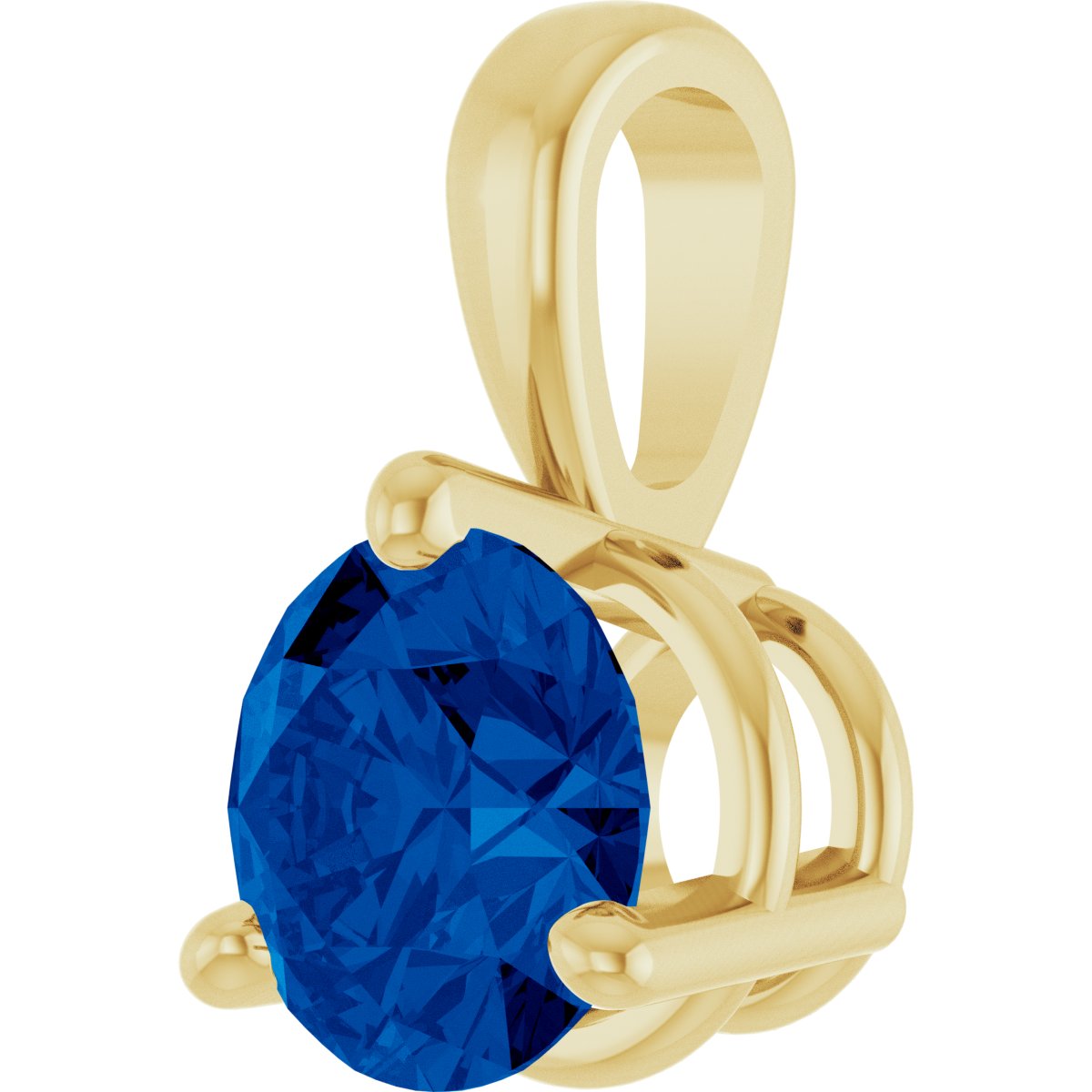 Lab-Grown Blue Sapphire Pendant in 14k yellow gold