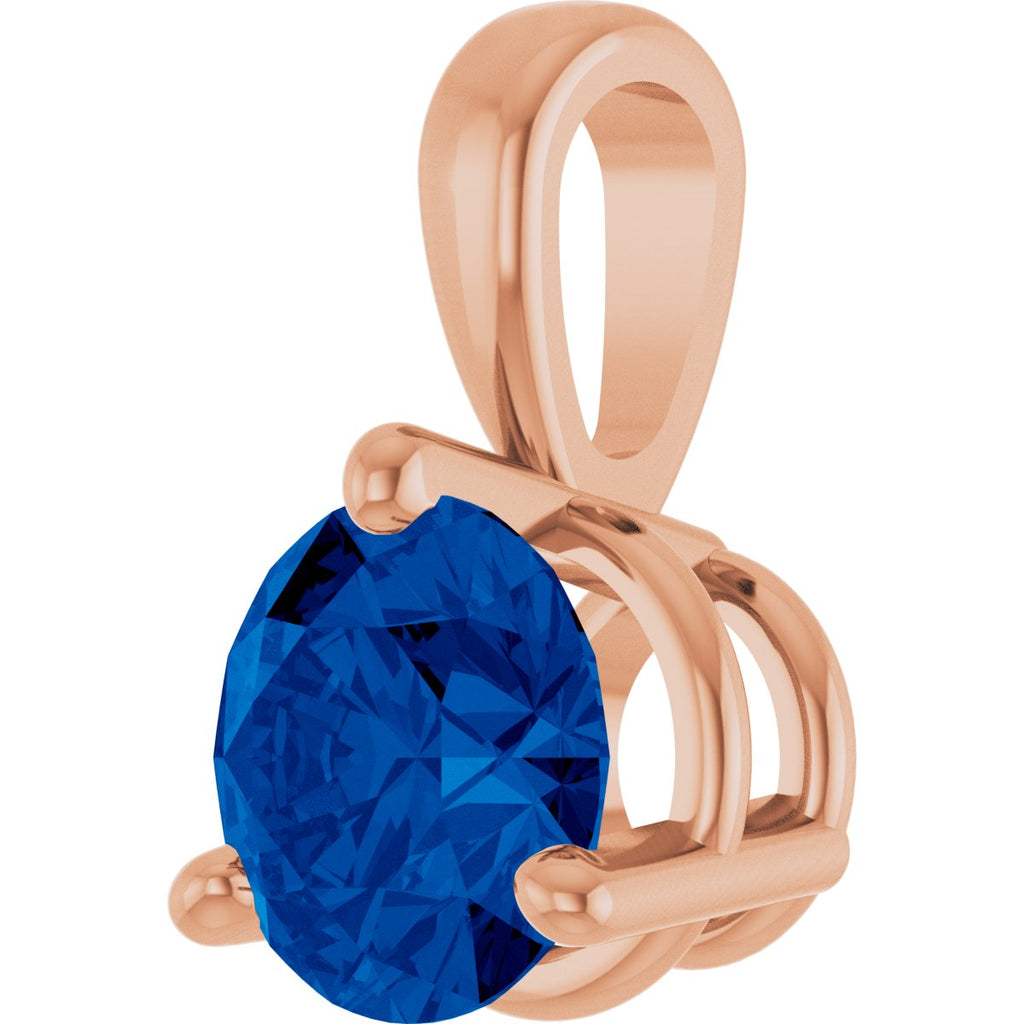Lab-Grown Blue Sapphire Pendant in 14k rose gold