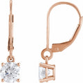 4 CTW Round Lab-Grown Diamond Solitaire Lever Back Earrings in 14k rose gold