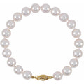 Cultured White Akoya Pearl Bracelet in 14k yellow gold