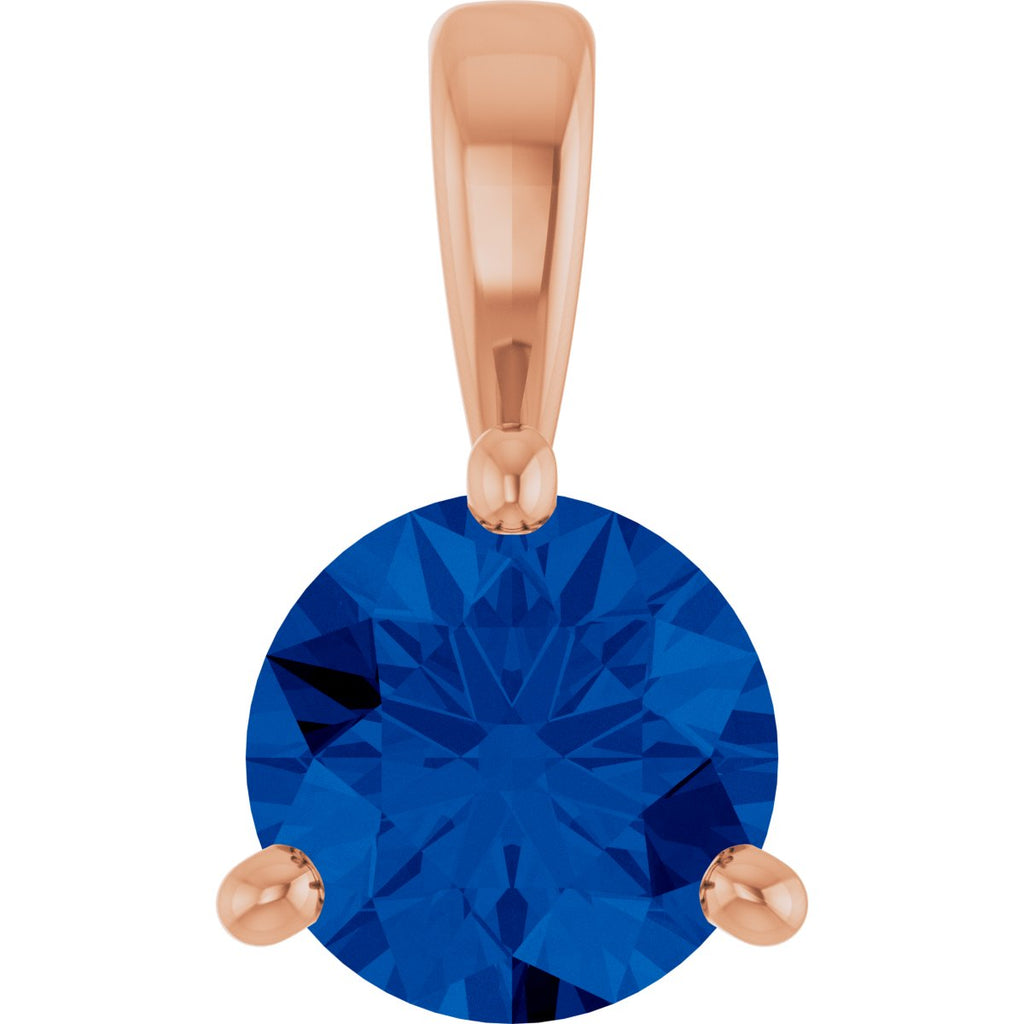 Lab-Grown Blue Sapphire Pendant in 14k rose gold