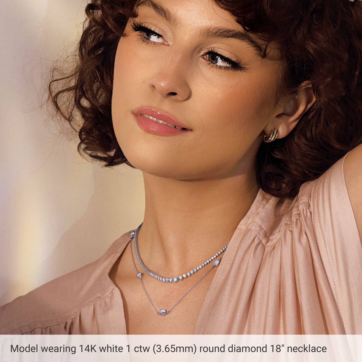 1 CTW Lab-Grown Diamond 5-Station Necklace in 14k rose gold