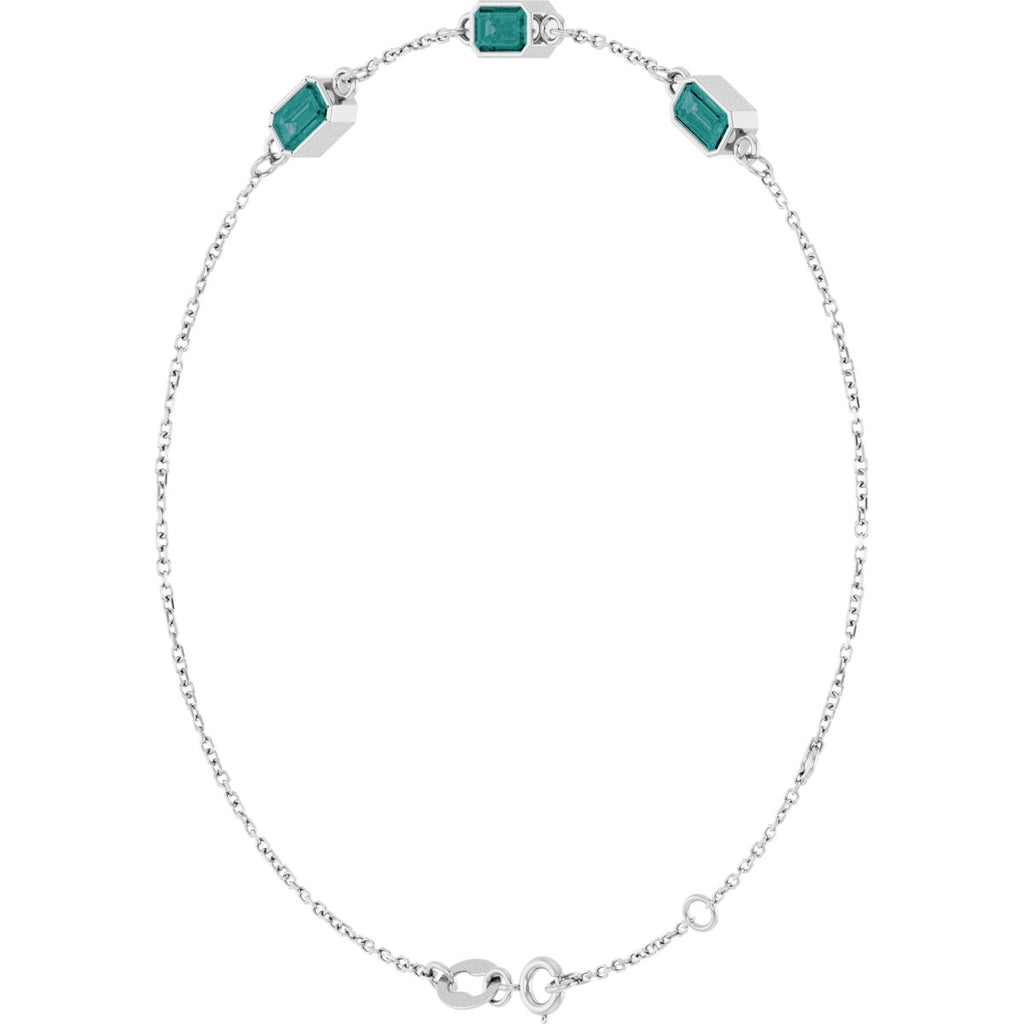 Lab-Grown Alexandrite Bezel-Set 3-Stone Bracelet in platinum