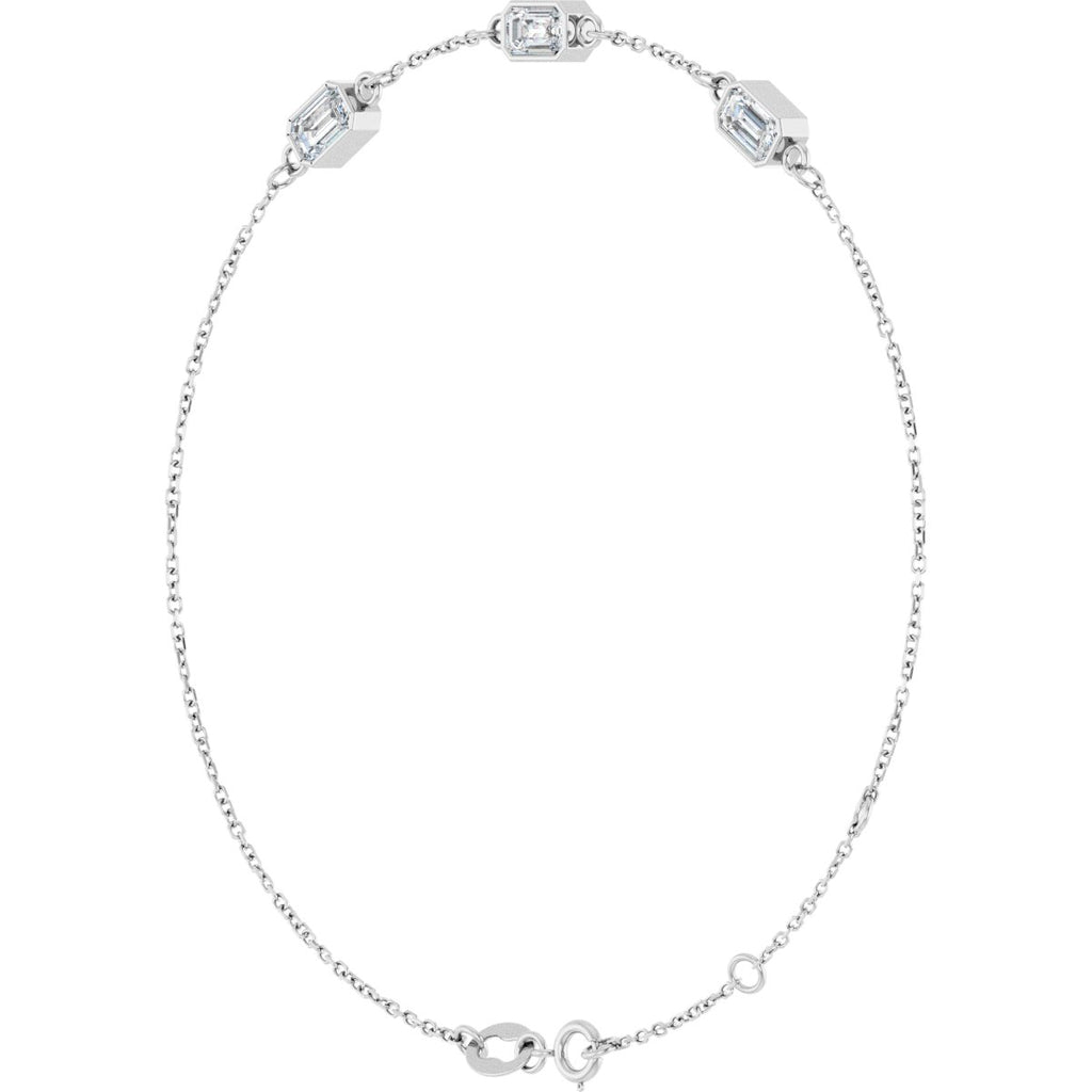 1 CTW Natural Diamond Bezel-Set 3-Stone Bracelet