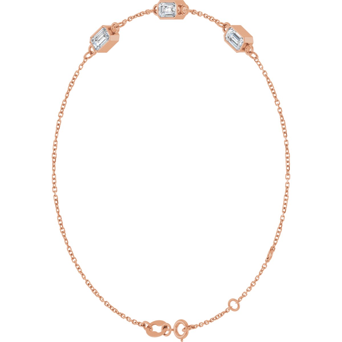 1 CTW Natural Diamond Bezel-Set 3-Stone Bracelet in 14k rose gold