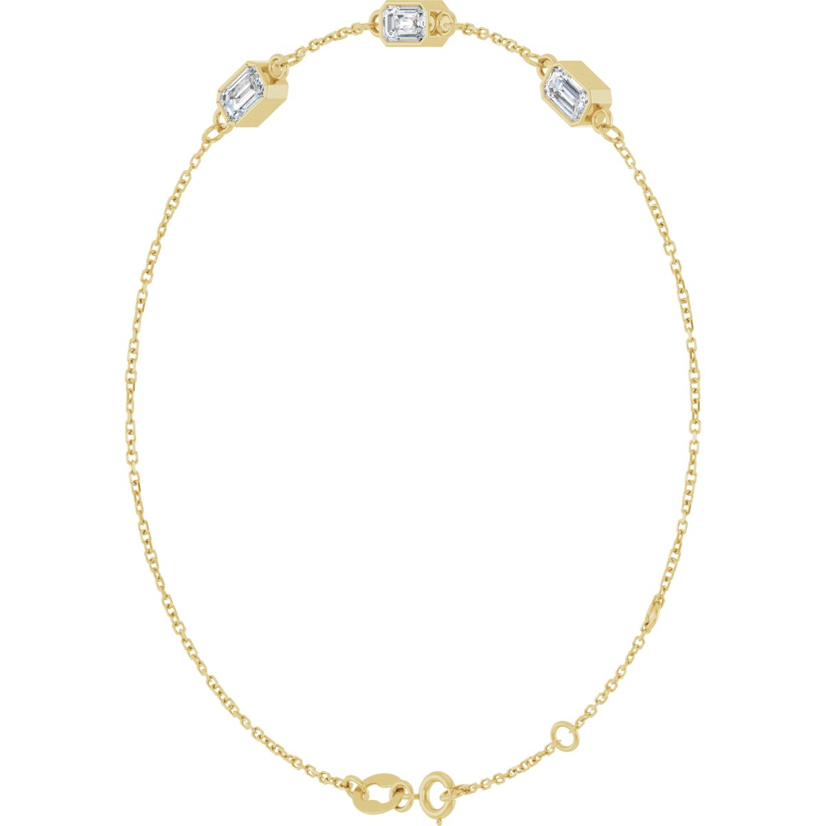 1 CTW Natural Diamond Bezel-Set 3-Stone Bracelet in 14k yellow gold