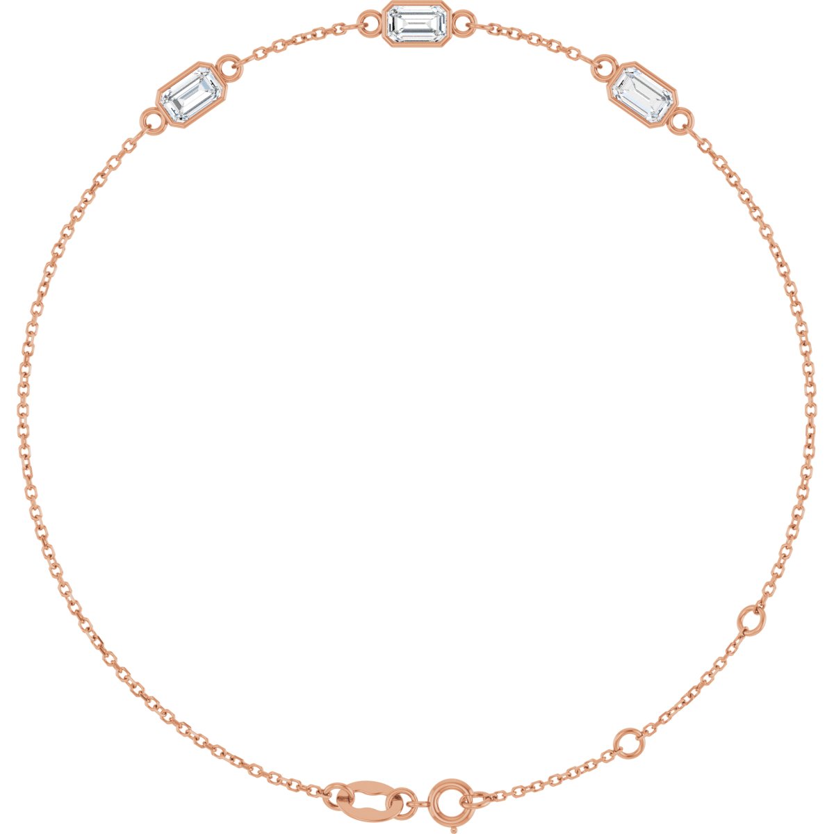 1 CTW Natural Diamond Bezel-Set 3-Stone Bracelet in 14k rose gold