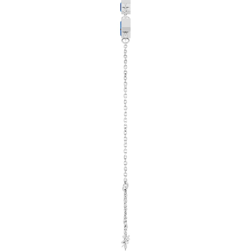 Lab-Grown Blue Sapphire Bezel-Set 3-Stone Bracelet in platinum