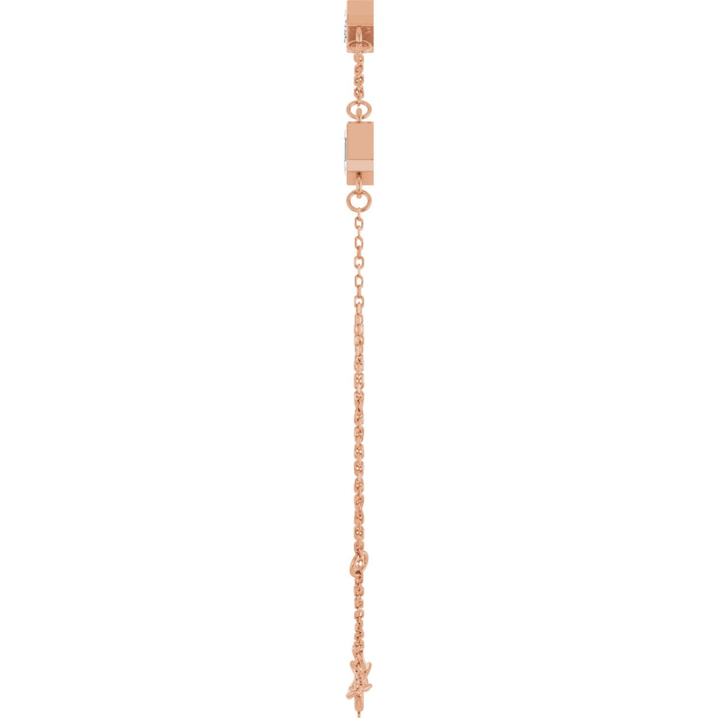1 3/8 CTW Natural Diamond Bezel-Set 3-Stone Bracelet in 14k rose gold
