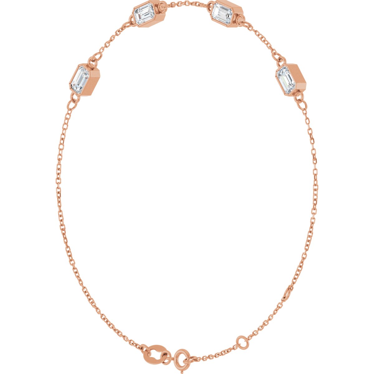 1 3/8 CTW Natural Diamond Bezel-Set 3-Stone Bracelet in 14k rose gold