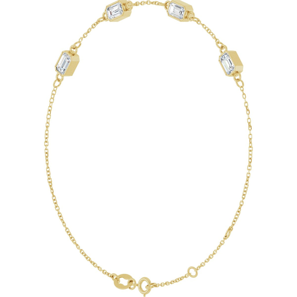 1 3/8 CTW Natural Diamond Bezel-Set 3-Stone Bracelet in 14k yellow gold