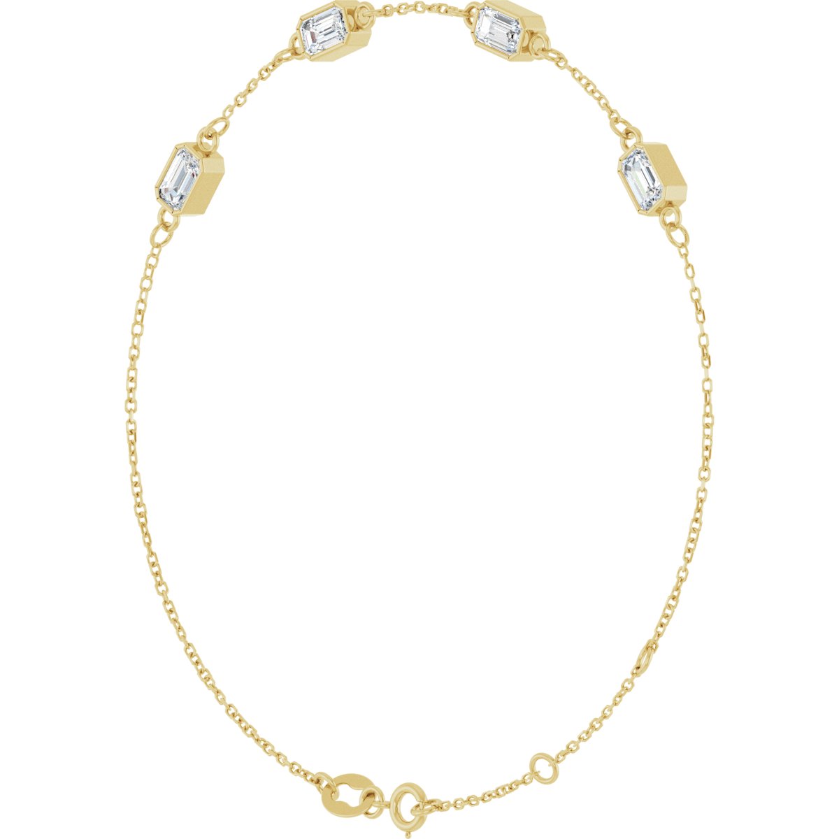 1 3/8 CTW Natural Diamond Bezel-Set 3-Stone Bracelet in 14k yellow gold