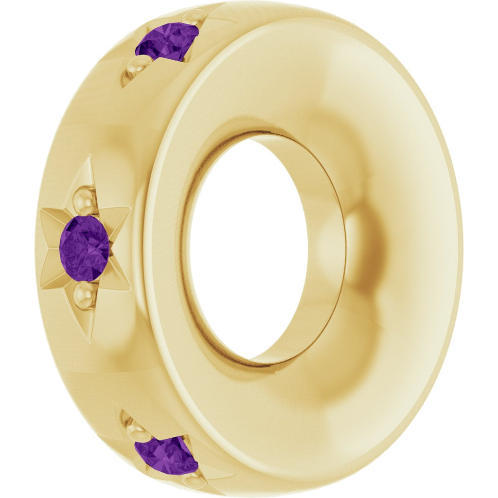 Natural Amethyst Stackable Family Space Charm/Pendant in 14k yellow gold