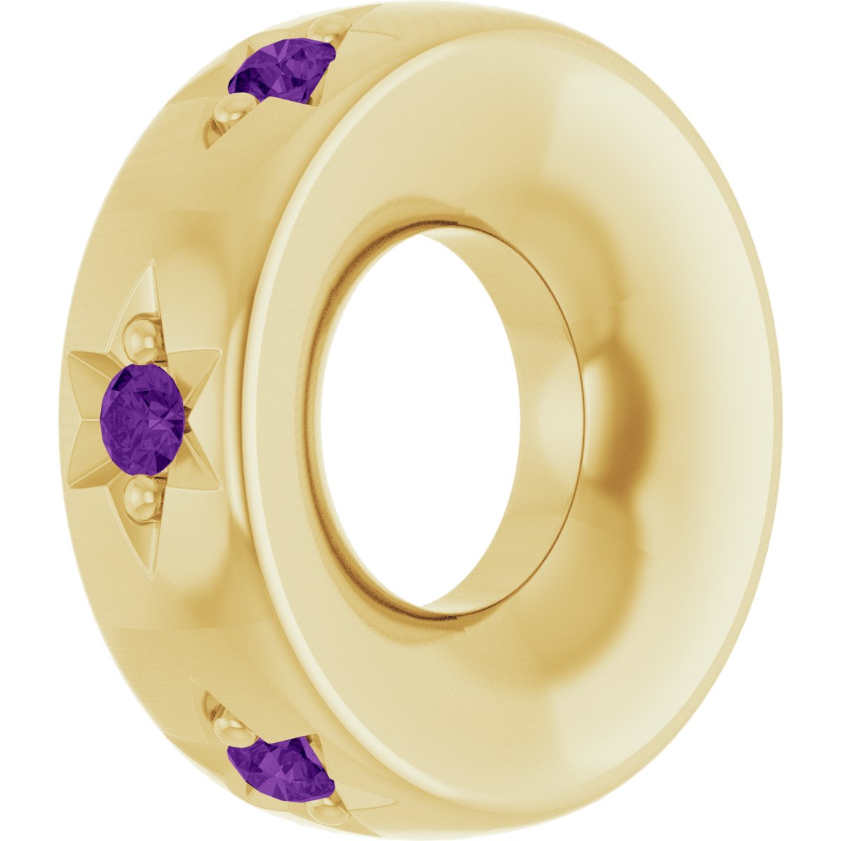 Natural Amethyst Stackable Family Space Charm/Pendant in 14k yellow gold