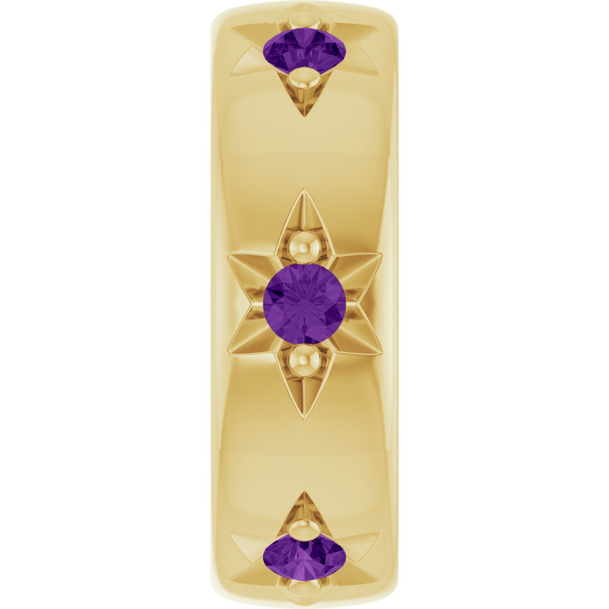 Natural Amethyst Stackable Family Space Charm/Pendant in 14k yellow gold