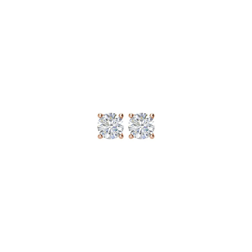 Natural Diamond Four-Prong Stud Earrings in 14k rose gold