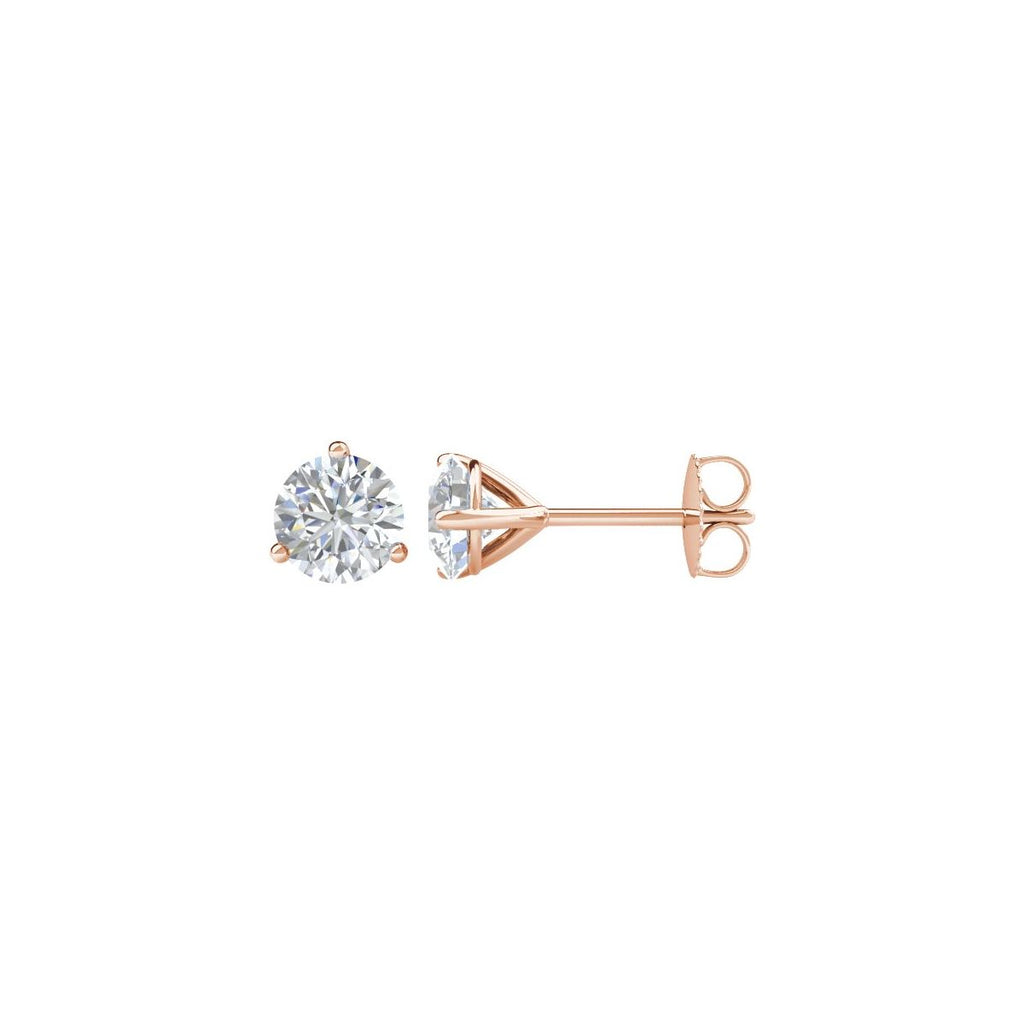 1 CTW Natural Diamond Stud Earrings in 14k rose gold