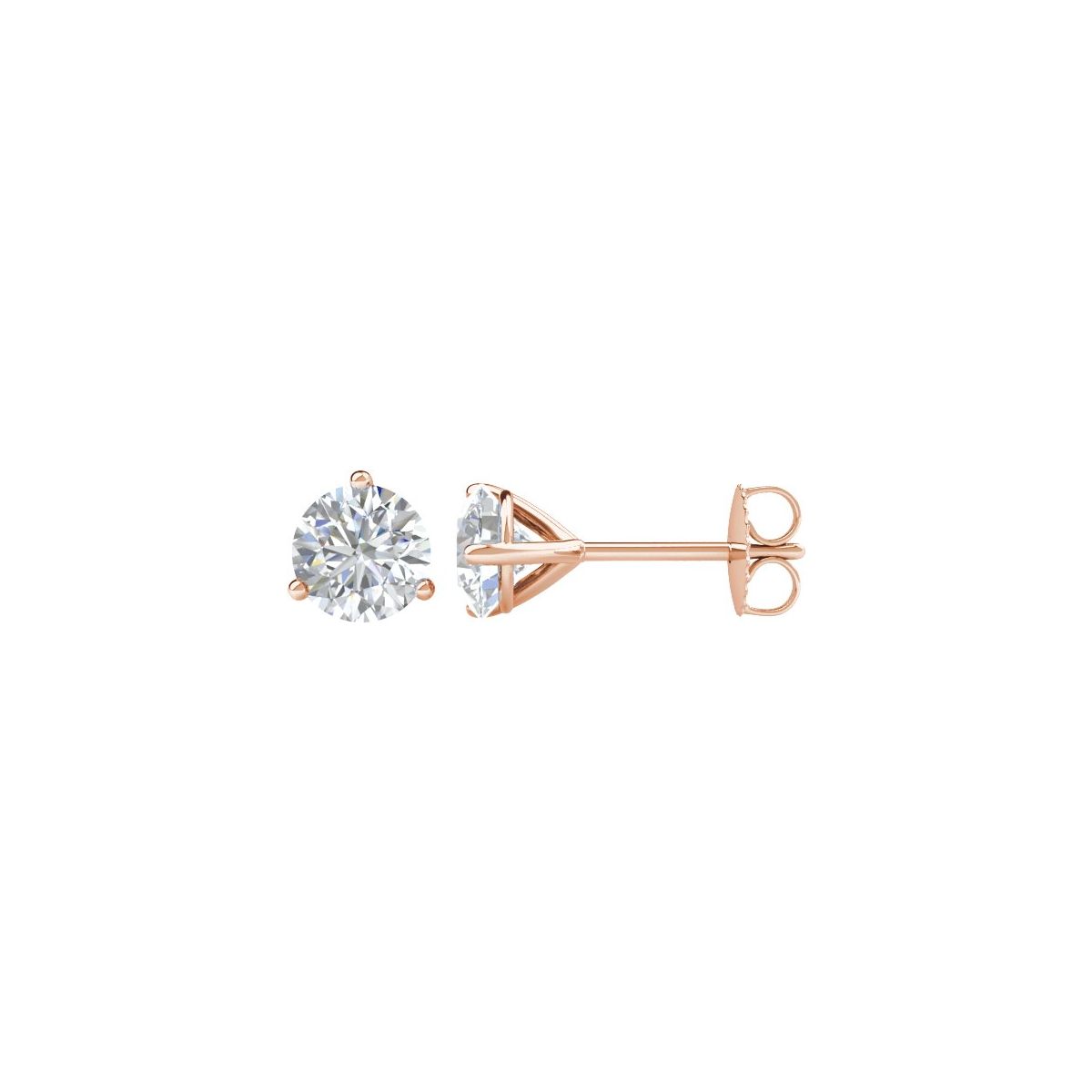 1 CTW Natural Diamond Stud Earrings in 14k rose gold