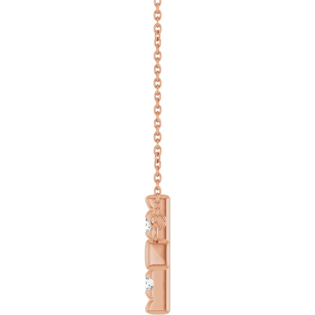 3/4 CTW Natural Diamond Sideways Cross Necklace in 14k rose gold