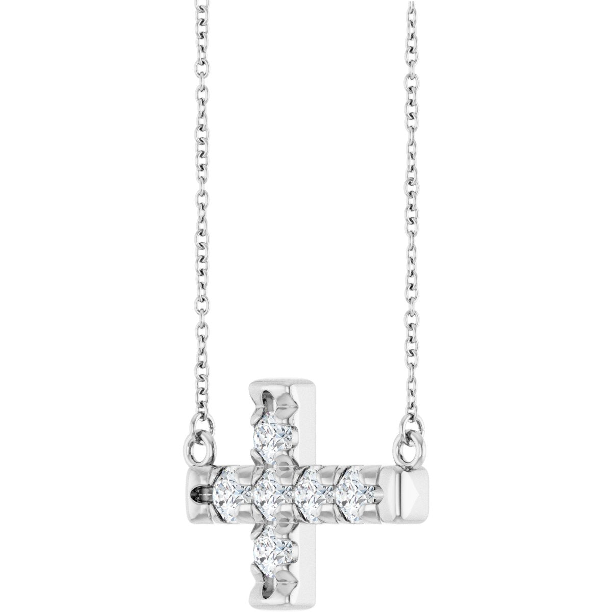 3/4 CTW Natural Diamond Sideways Cross Necklace