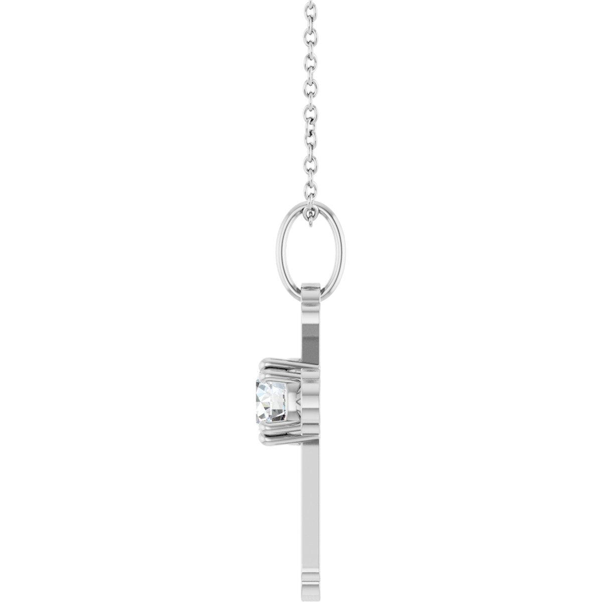 1/2 CT Natural Diamond Cross Necklace in 14k white gold