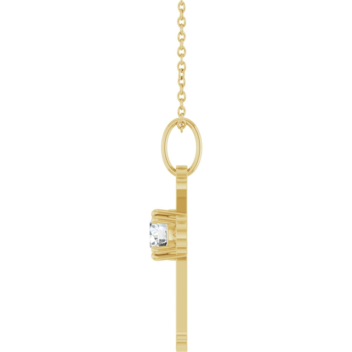 1/2 CT Natural Diamond Cross Necklace in 14k yellow gold