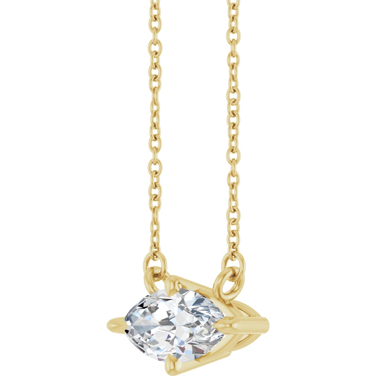 1 CT Lab-Grown Diamond Solitaire Necklace in 14k yellow gold