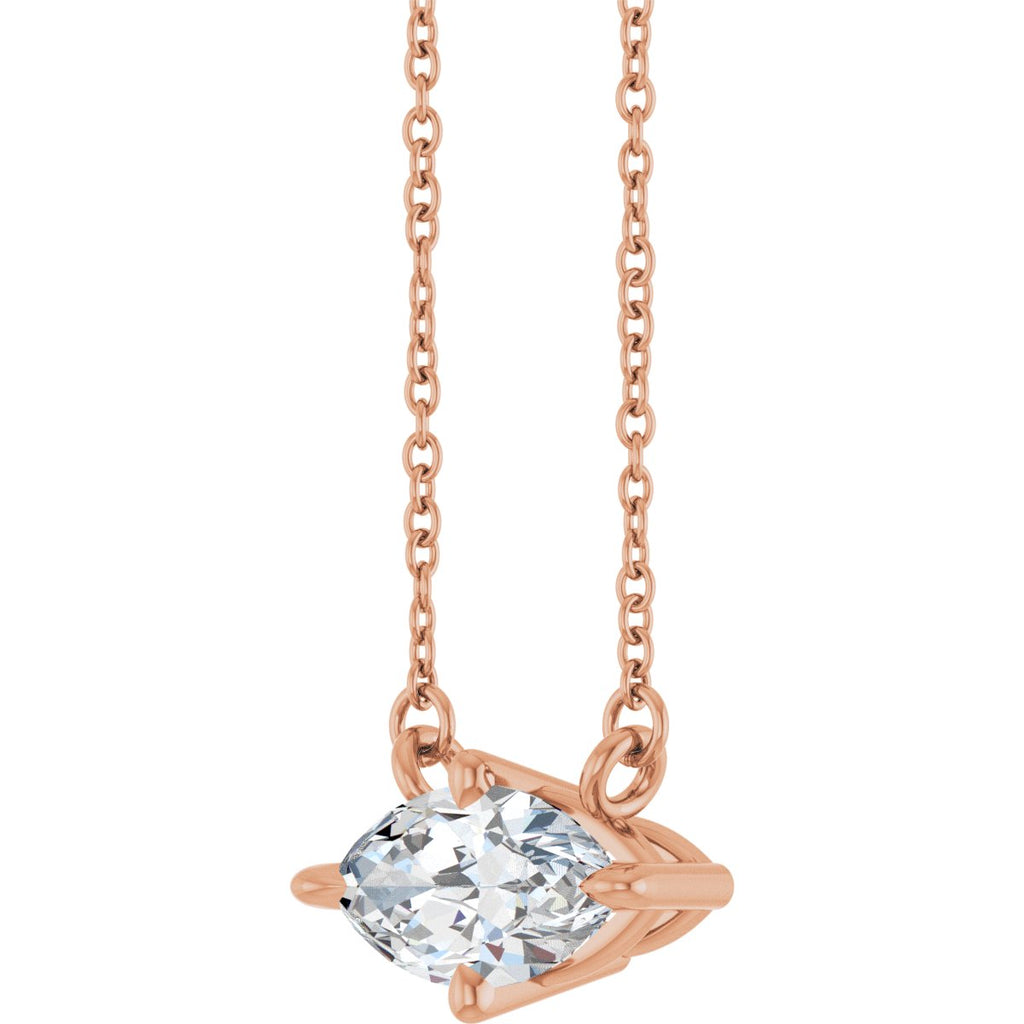 1 CT Lab-Grown Diamond Solitaire Necklace in 14k rose gold