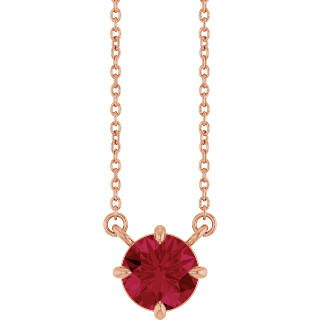 Lab-Grown Ruby Necklace in 14k rose gold