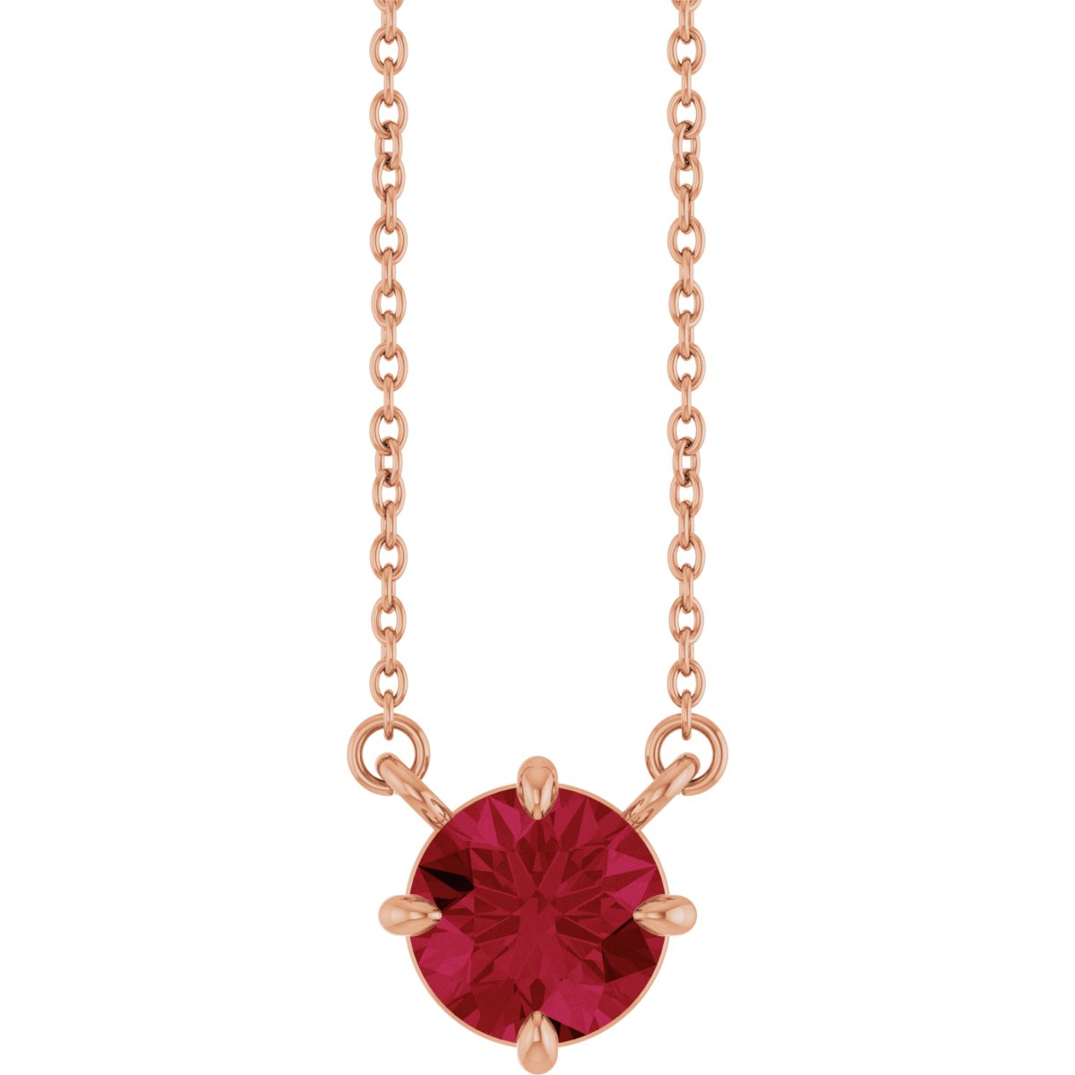 Lab-Grown Ruby Necklace in 14k rose gold
