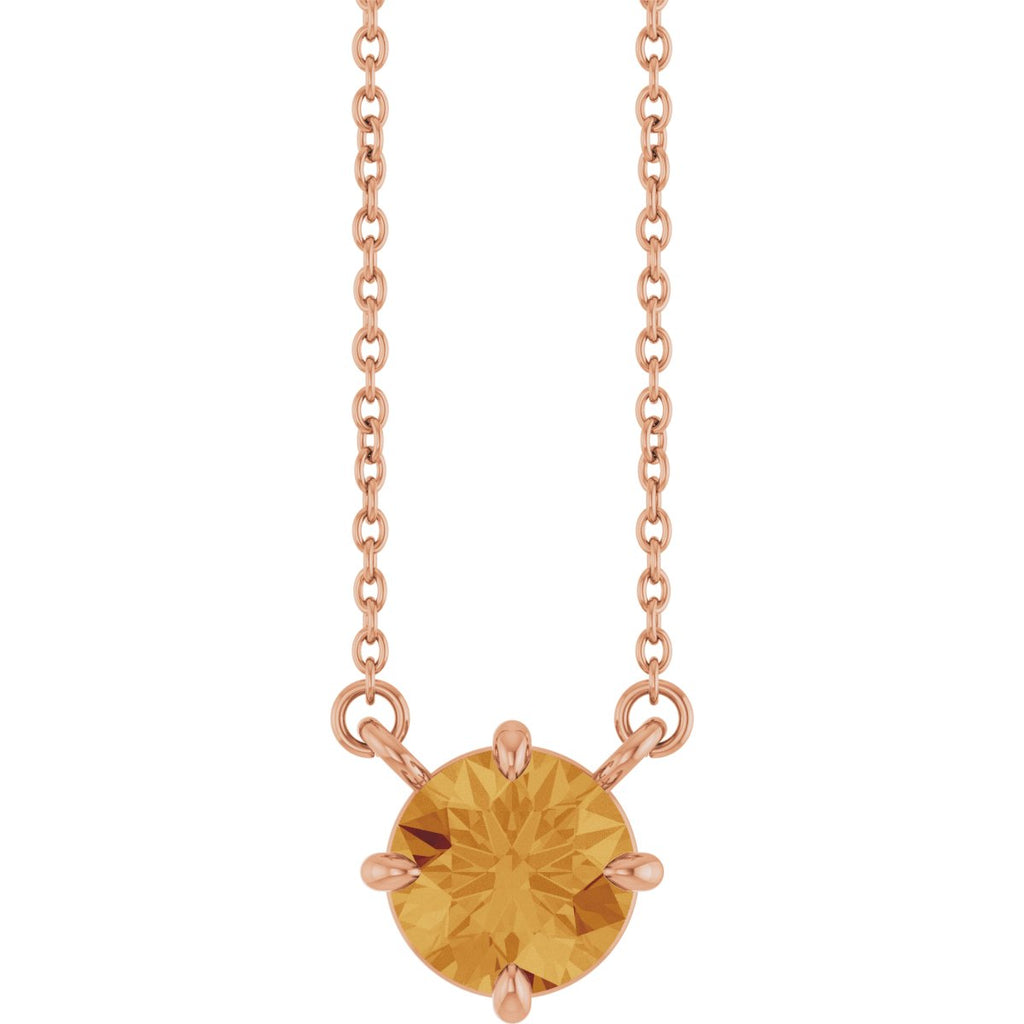 Natural Citrine Necklace in 14k rose gold