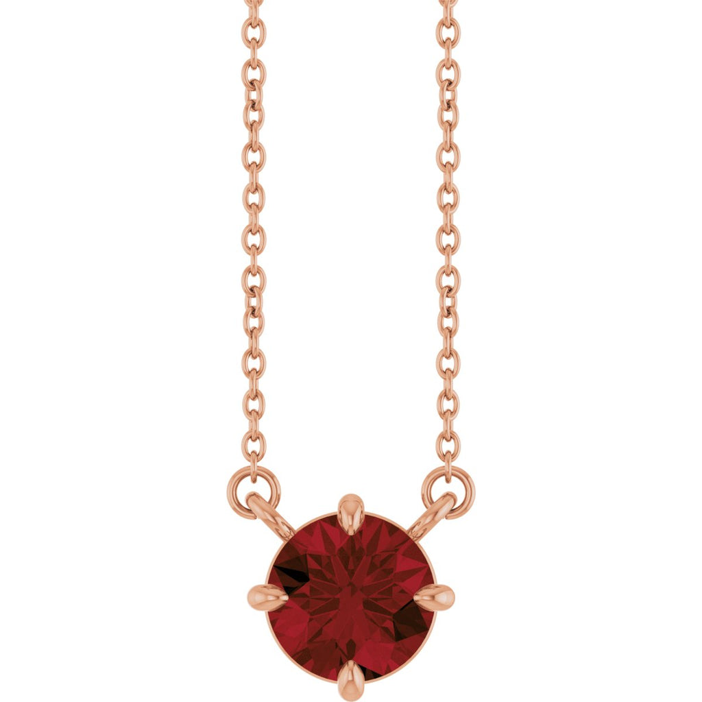 Natural Mozambique Garnet Necklace in 14k rose gold