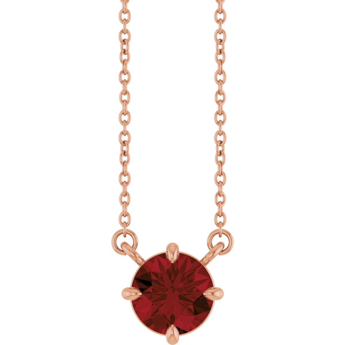 Natural Mozambique Garnet Necklace in 14k rose gold