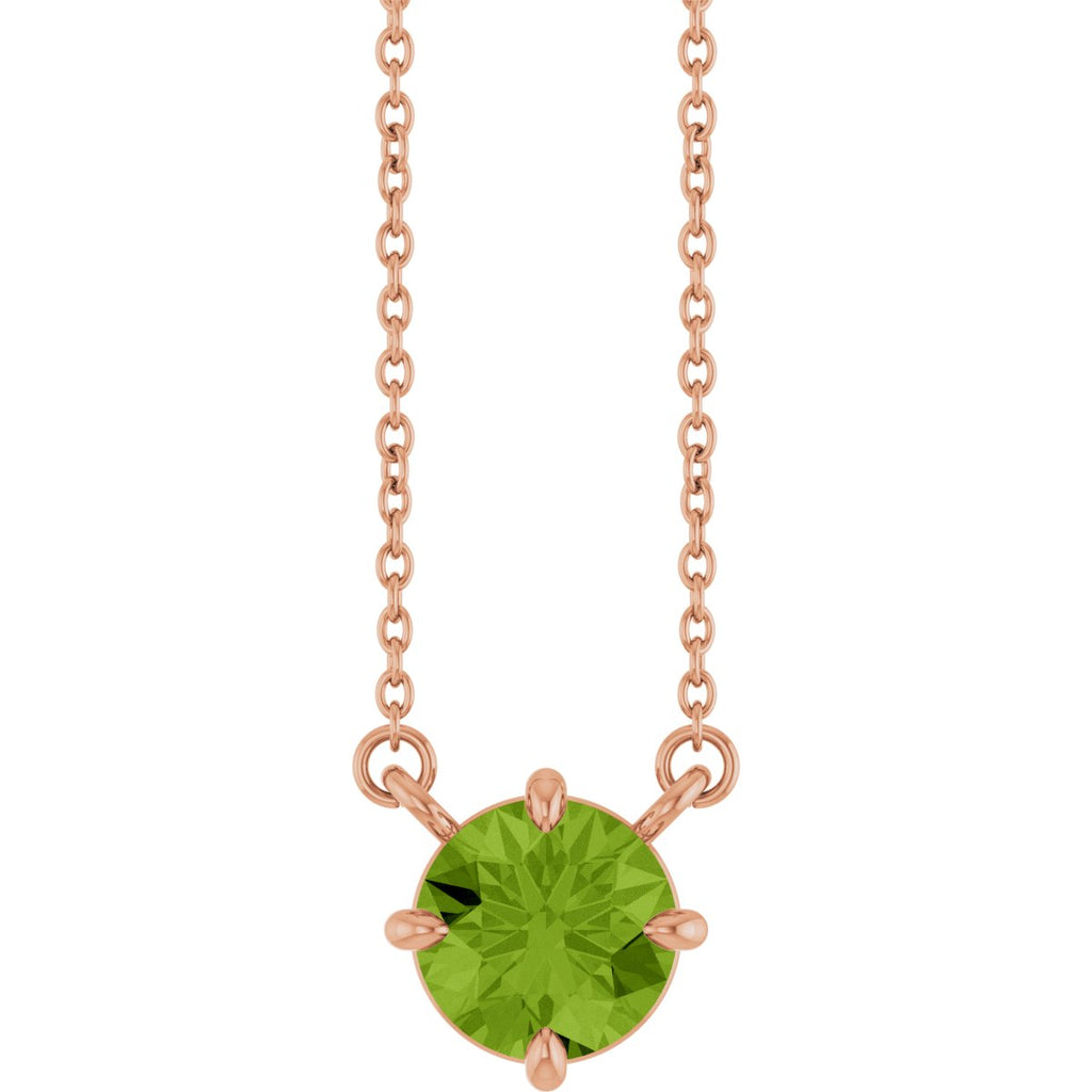Natural Peridot Necklace in 14k rose gold