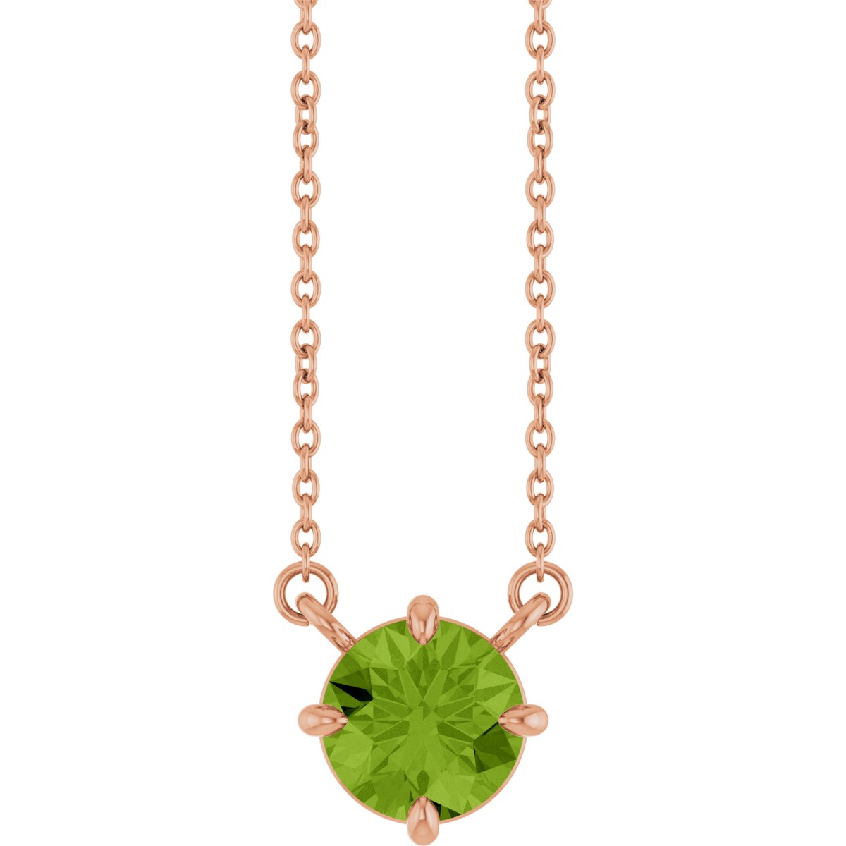 Natural Peridot Necklace in 14k rose gold