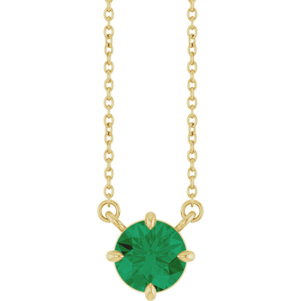 Lab-Grown Emerald Necklace in 14k yellow gold