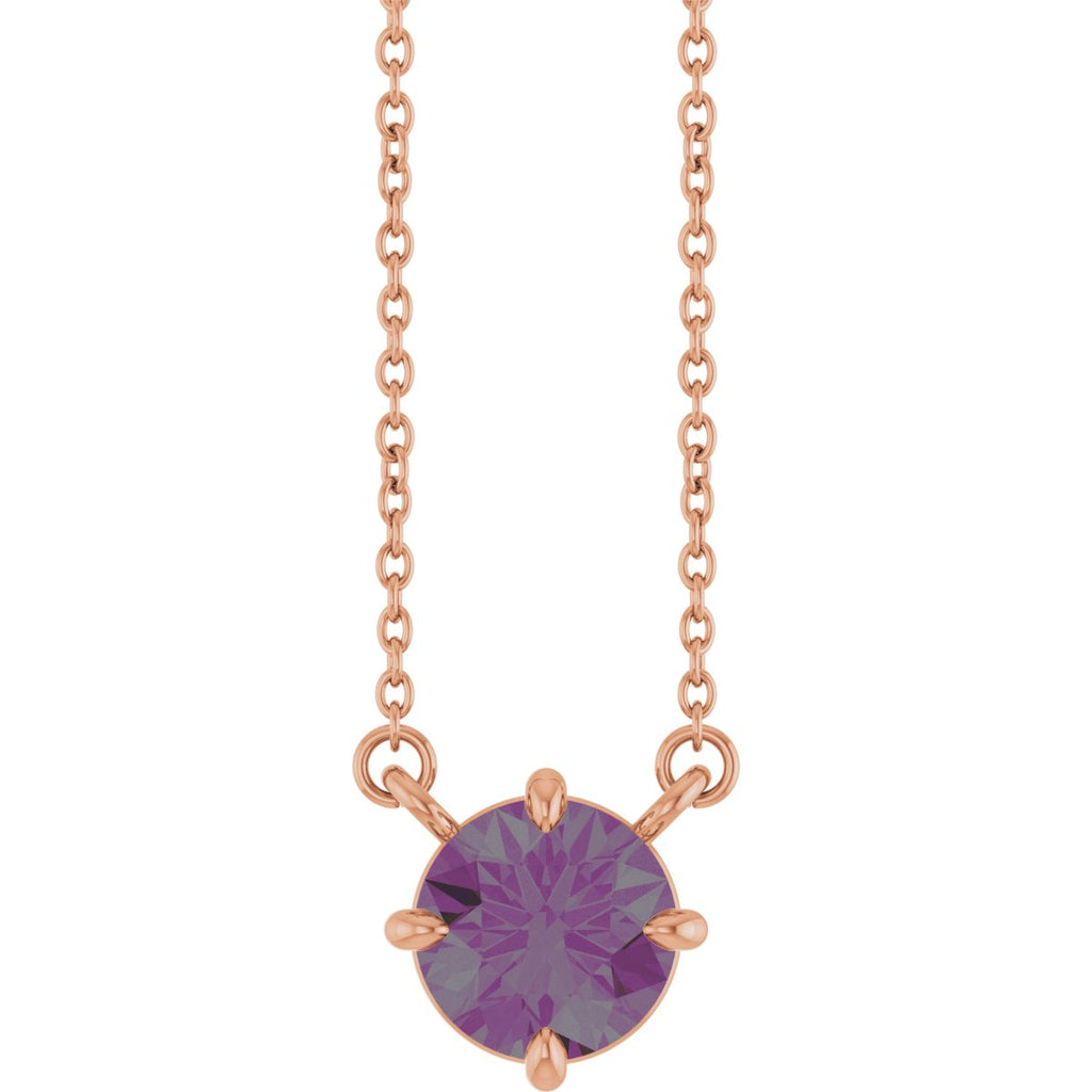 Lab-Grown Alexandrite Necklace in 14k rose gold