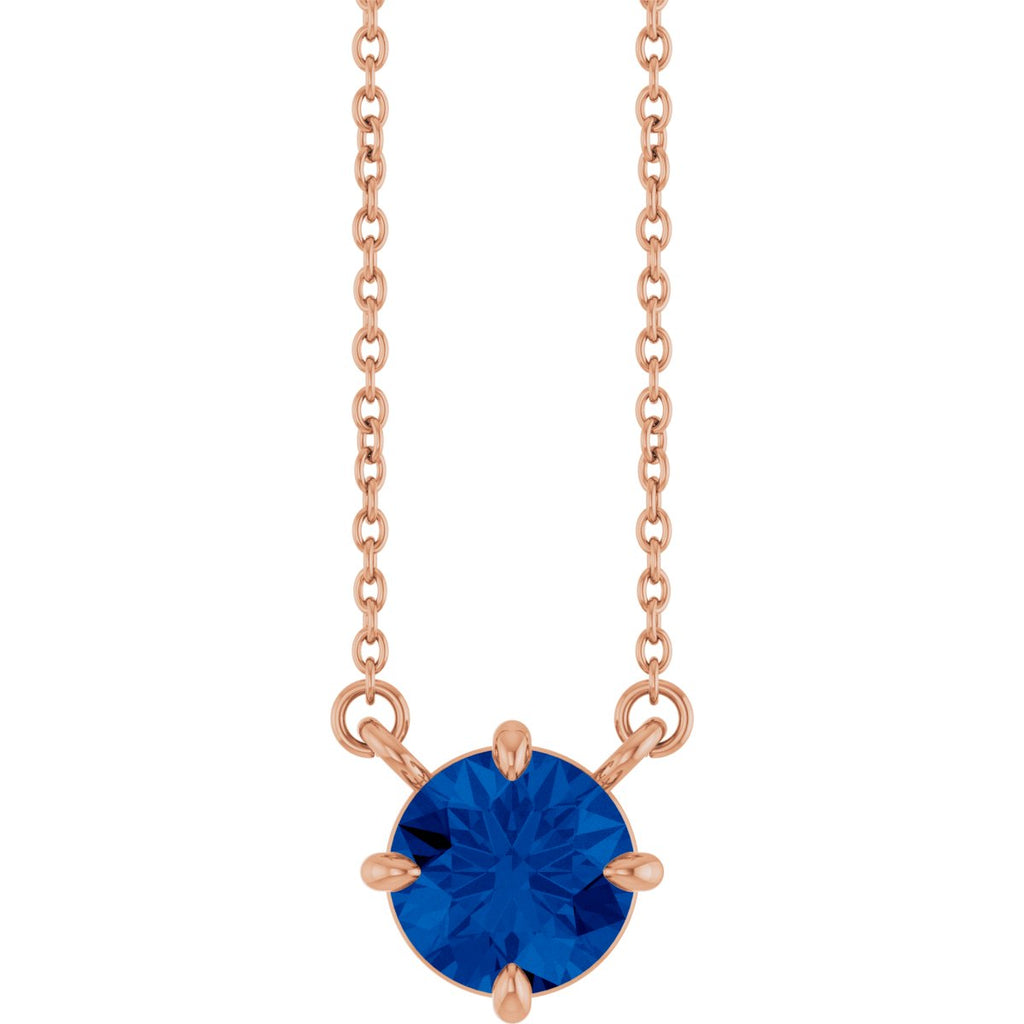Natural Blue Sapphire Necklace in 14k rose gold