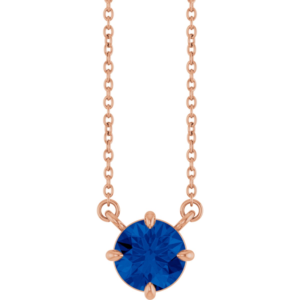 Natural Blue Sapphire Necklace in 14k rose gold