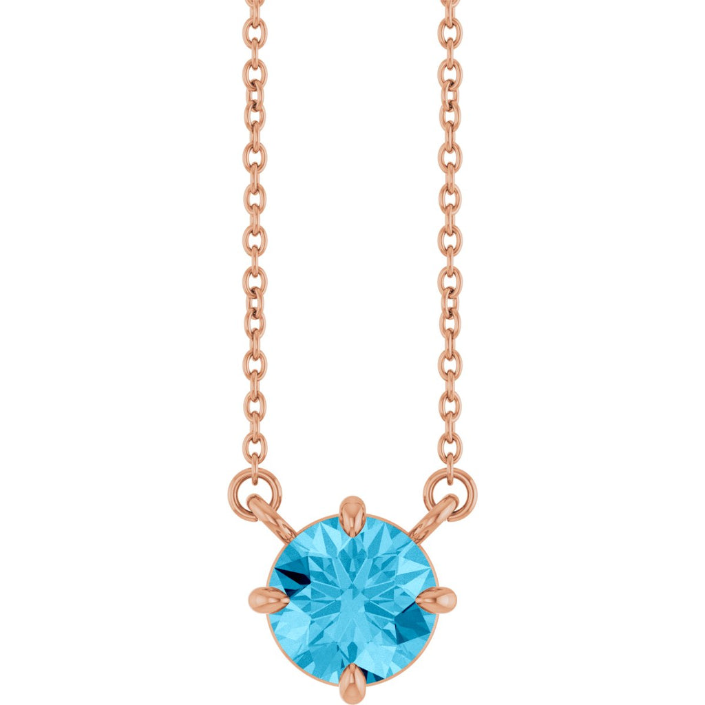 Natural Aquamarine Necklace in 14k rose gold