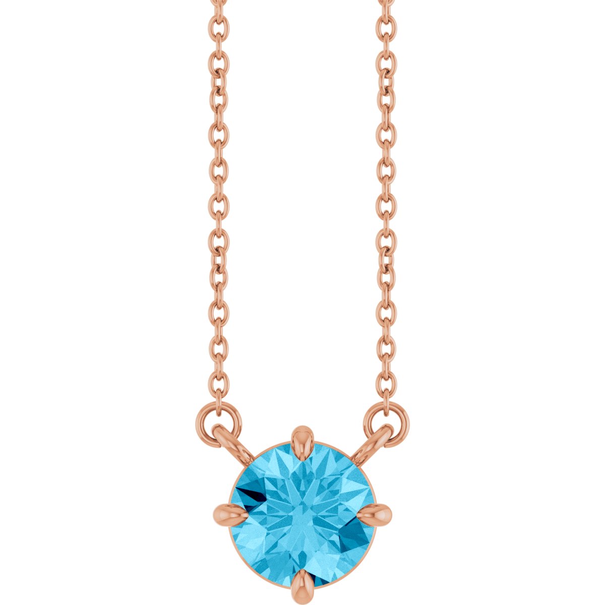 Natural Aquamarine Necklace in 14k rose gold